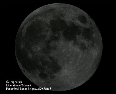 Photography of Penumbral Lunar Eclipse, June 5, 2020, by Iraj Safaei
