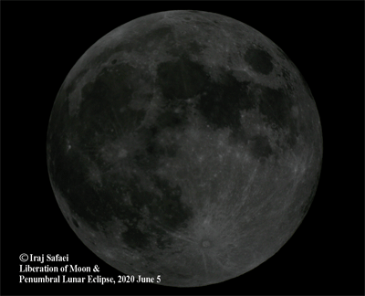 تصویربرداری از ماه گرفتگی نیم سایه ای ۱۶ خرداد ۱۳۹۹ و اثر رُخگردانی ظاهری ماه توسط ایرج صفایی در رصدخانه دانشگاه کاشان