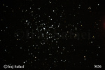 تصویربراری از خوشه ستاره‌ای M۳۶ توسط ایرج صفایی در رسدخانه دانشگاه کاشان